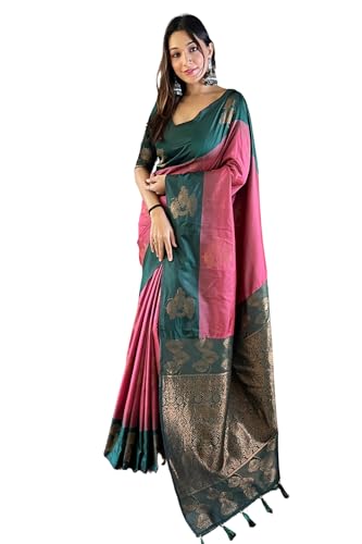 Image of SGF11- Women's Kanjivaram Woven Soft Silk Saree With Blouse Piece