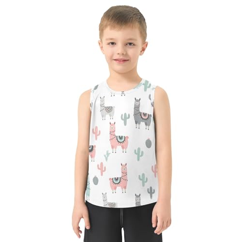 J JOYSAY Llama Cactus Colorful Boys Tank Top Sleeveless Muscle Shirts Quick Dry Workout Sport Active Kids T-Shirts 3-15T2