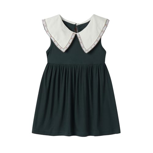 Mud Kingdom Ruffle Girls Peter Pan Collar Dress Summer Casual Sleeveless Sundress Casual Short Dress