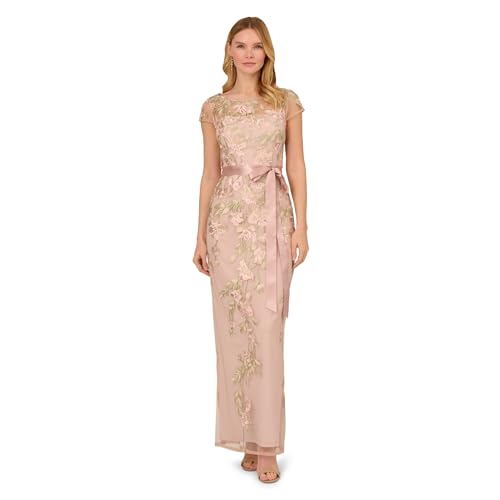 Image of Adrianna Papell Cascading Floral Embroidered Long Column Gown