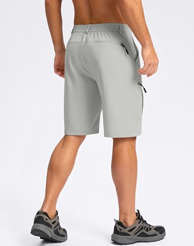Pudolla Men's Hiking Cargo Shorts 9" Lightweight Stretch Travel Work Shorts for Men Outdoor Casual with 5 Pockets(Bright Grey X-Large) — view 4