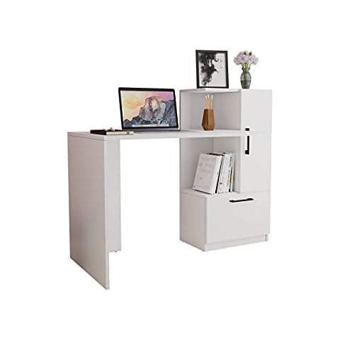 Schreibtisch Miluni mit Fächer und Schrank Cover