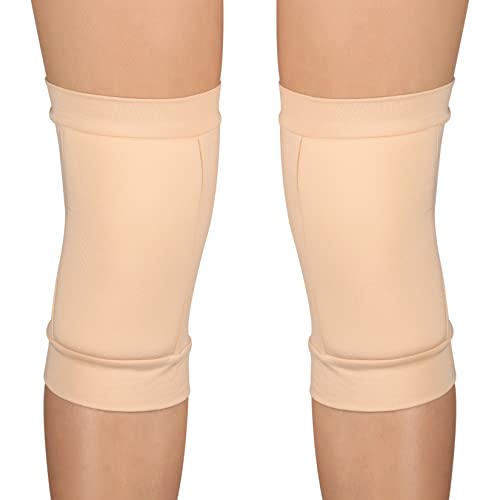 DRUNA Ginocchiere Ginnastica Ritmica Maria Indigo | Protezione per Ginocchia da Allenamento e Gara | Accessorio Sportivo Comodo e Sicuro | Ginocchiere Antiscivolo per Bambine e Adulti (Beige, S)