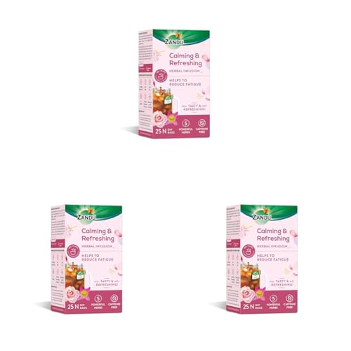 Image of Zandu Calming & Refreshing Herbal Infusion: 1st Ayurvedic Iced Herbal Tea With Taste & Health Benefits | Reduces Fatigue, Improves Skin Health & Promotes Digestion (25 Tea bags) (Pack of 3)