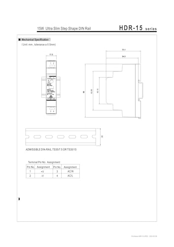Alimentation 48V HDR-15-48 compacte à haut rendement pour tableau DIN - 5