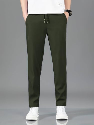 Image of TAGDO Men's Loose Fit Solid Color Polyester Drawstring Sports Pants - Casual, and Comfortable for Outdoor Activities (5186)