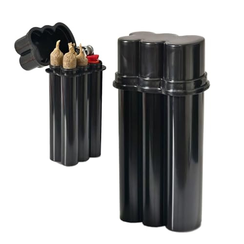 4 Hole King Size Pre-roll Cone Holder Case Cigarette Case for Regular Size Cigarettes & King Size Small Container Lighter Box Smoking Accessories for 1-1/4 Size Pre Rolled Rolling Paper(2 Pack Black)