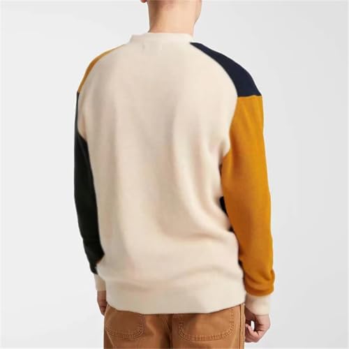 Mens V Neck Contrast Color Knitted Cardigan Long Sleeve Button Lapel Patchwork Pockets Sweater2
