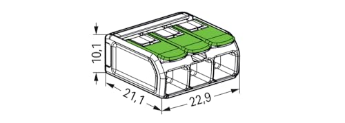 Borne de connexion 3 conducteurs WAGO 221-623 Green Range 6mm²