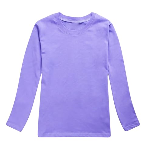 Boys Girls Long Sleeve Solid Shirt Blouses Kids Casual Round Neck Cotton T-Shirt Fall Winter Tops Tees