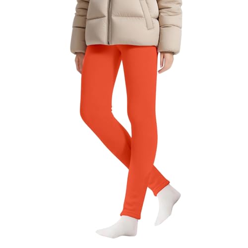 Fleece Lined Leggings for Girls Plain Skinny Thick Thermal Pants Elastic Waist Soft Cozy Winter Warm Trousers4
