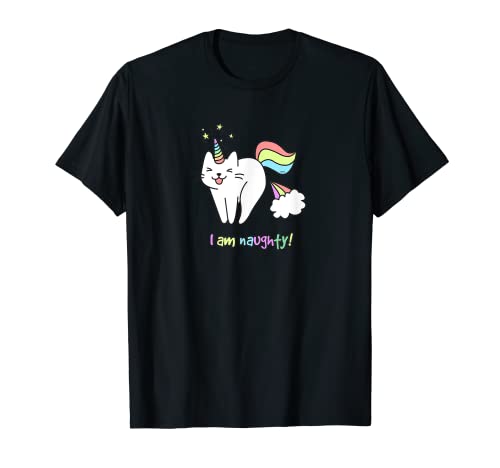 Caticorn T-shirt avec inscription I am naughty! T-Shirt
