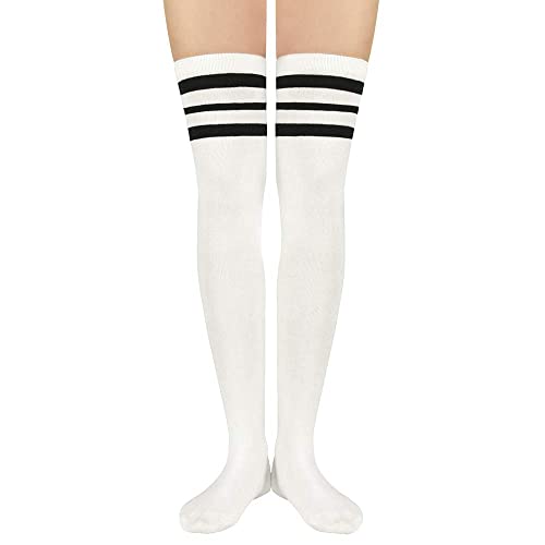 Image of Zando Womens Stripes Thigh High Socks Thigh Highs Casual Knee High Stockings