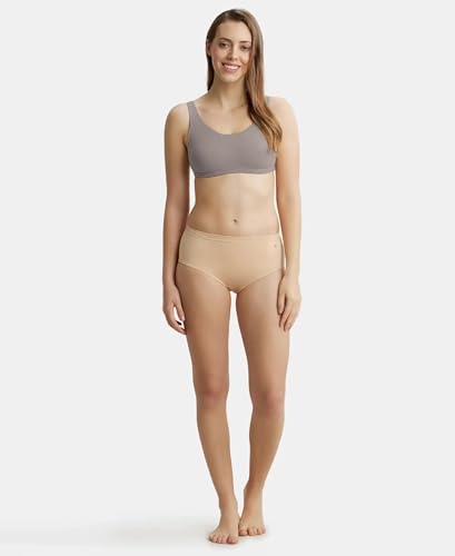 Image of Jockey 1550 Women's Super Combed Cotton Elastane Stretch Slip On Crop Top with Stay Fresh Treatment Bra