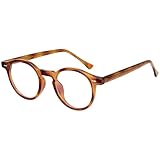 Dollger Blue Light Glasses for Women Men Retro Round Trendy Anti Blue Light Blocking Glasses for Computer Circle Acetate Frame Brown Tortoise