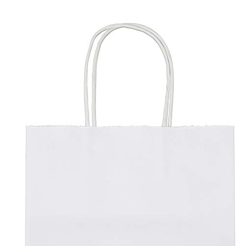 Bagmad 50 Pack 8X4.75X10 Inch Medium White Kraft Paper Bags With Handles Bulk thumb #5