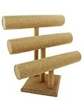 NEW Beige Linen Necklace, Bracelet, Bangle Three Tier T-Bar Jewelry Display Stand