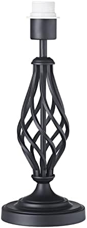 Happy Homewares Traditional and Classic Brushed Satin Nickel Floor Lamp Base with Switch and Ornate Twist Metal Stem Design | 1 x E27 60w Maximum | 140cm Height
