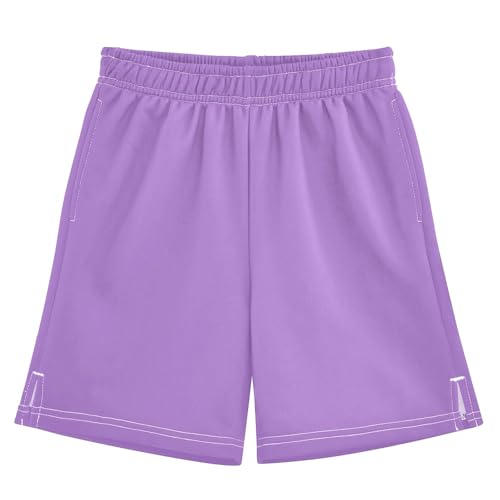 Lavender Boys Shorts Athletic Lounge Shorts Elastic Waist with Pockets Outdoor 7-15Y