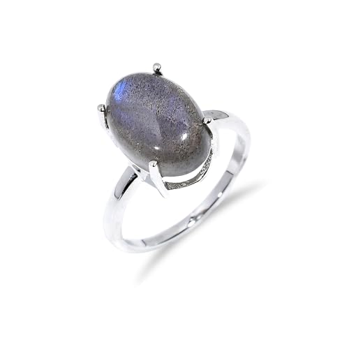 Bague de fiançailles en argent 925 véritable anti-allergie avec labradorite