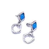 4 cm de largo Pendientes de mujer bañados en plata y cristal de color turquesa. Hecho a mano en España. Estilo boho, hippie. Estilo Uno de 50