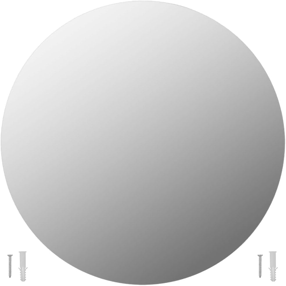 vidaXL Wall Mirror, Round, 50cm Diameter, Glass, Home Bedroom Vanity, Makeup Dressing, Wall Decor, Includes Screws