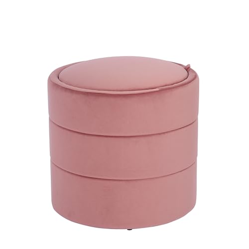 Image of HomePop 18 inch Storage Round Ottoman - Blush Pink Velvet