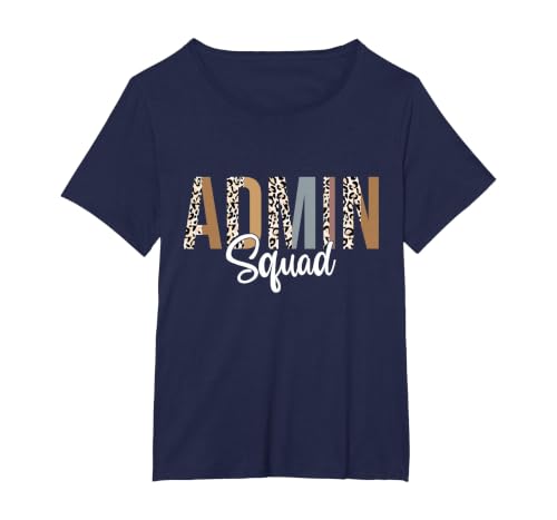 Admin Squad School Admin Assistant Principal Administrator T-Shirt, Women's Plus, Navy Blue, 3X