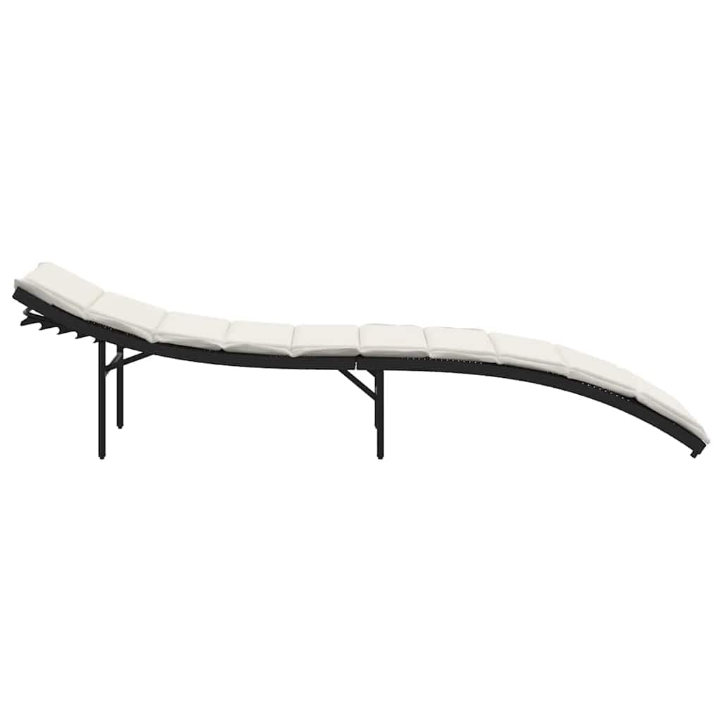 Juego de 2 tumbonas de ratán sintético con cojines en color negro | Cómoda tumbona de jardín para terraza y balcón con respaldo ajustable en 3 posiciones y cojines acolchados suaves.