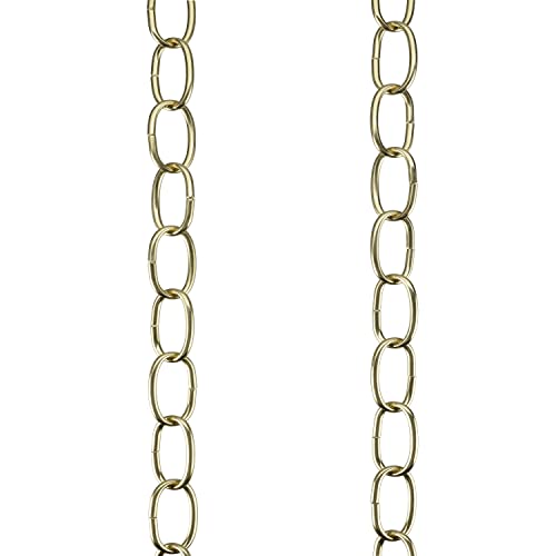 Image of Aspen Creative 21118-42,Steel 3 Feet Heavy Duty Chain for Hanging Up Maximum Weight 40 Pounds-Lighting Fixture /Swag Light /Plant in Brass Plated.11 Gauge.