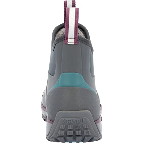 Image of XTRATUF 6 inch Women's Ice Fleece Lined Ankle Deck Boot - Size 9, Gray - 100% Waterproof Rubber Footwear for Snow & Rain - Faux Shearling Lining - Slip-Resistant Outsole