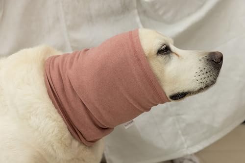 Image of Dog Ear Cover for Dogs, Keep Calming Quiet Ears, Reusable Anxiety Relief for Flies, Grooming, Thunderstorms & Fireworks Pink, Large