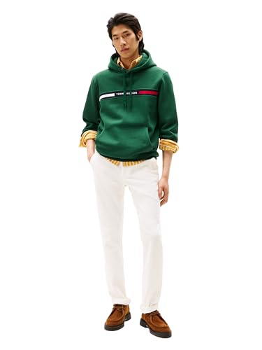 Tommy Hilfiger Herren-Kapuzenpullover aus Fleece, mittelschwer, mit charakteristischem Streifenlogo, Large 3