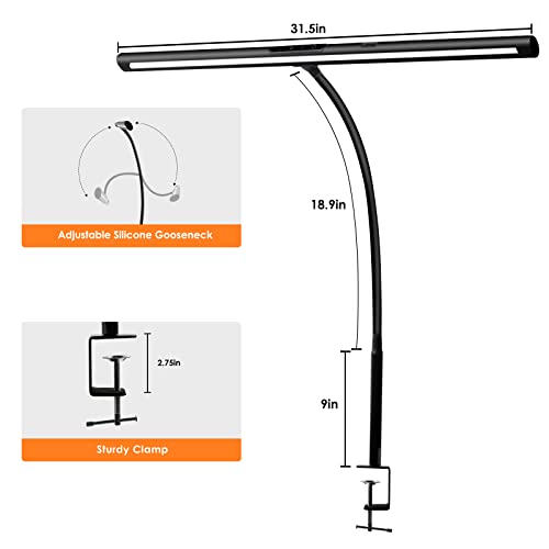 Wellwerks 31.5In Led Desk Lamp, 24W Architect Lamp For Home Office, Desk Lamp With Clamp, 5 Color Modes And Stepless Dimming, Modern Desk Light With Gesture Sensing For Monitor Studio Reading #TOP5