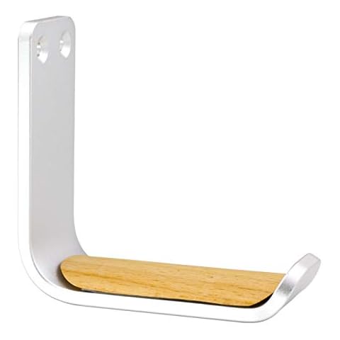 MeetRade Headphone Hanger Stand Holder Under-Desk Earphone Headset Mount Aluminum Wallmount Stick-On Adhesive Hooks Clamp Silver Wooden Pad Cover