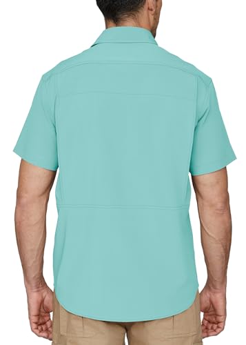 PIQIDIG Men's UPF 50+ Sun Protection Shirt Short Sleeve Hiking Fishing Shirt Quick Dry for Safari Travel Button Down Shirts2