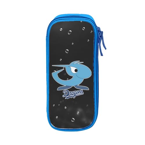 For 中日ドラゴンズ ペンケース 筆箱 2層 文具ポーチ 大容量 おしゃれ 学生用 大人 通学 通勤 多機能 誕生日 Blue