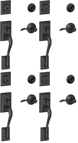Image of SCHLAGE Addison Single Cylinder Handleset and Right Hand Accent Lever, Matte Black (F60 ADD 622 Acc RH) (Pack of 4)
