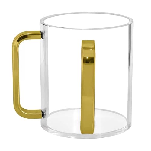 Judaica - Taza de lavado de manos con asas dobles, taza de acrílico transparente de 5 pulgadas para el ritual judío y Netilat Yadayim (dorado)