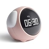 Vasiumic Sveglia con display pixel, doppia sveglia, luce notturna attivata dalla voce e luminosità regolabile, 1500 mAh ricaricabile in ABS PC silicone (rosa)