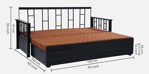 Image of Ubpon 3 Seater Metal Sofa Cum Bed with Hydraulic Storage | Queen Size Sofa Cuma Bed | Metal Sofa Set for Living Room, Guest Room D10 Multi Brown Sofa Queen