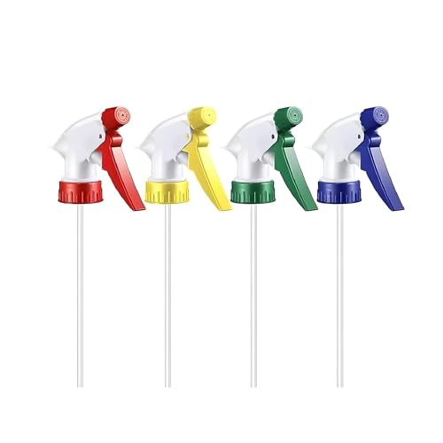 Sulfar Trigger Sprayer Bottle Replacement Nozzle Plastic Spray Bottle Head with Pipe (Pack of 4) Muticolor