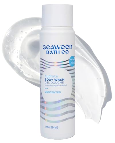 Seaweed Bath Co. Hydrate Body Wash - Unscented - Foaming Shower Gel Cleanser with Natural Ingredients - Fragrance Free and Gentle - Good For Sensitive Skin - 12 oz