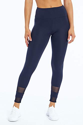 Bally Total Fitness Women's Standard Demi High Rise Performance Legging, Midnight Blue, Large