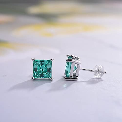 4.0 Carat Stud Paraiba Tourmaline Stud Earrings 925 Sterling Silver Simulated Diamond Earrings For Women Gift For Wedding Engagement Anniversary Valentine's Day Mother's Day Christmas With Gift Box #TOP1
