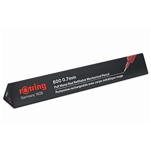Miniatura 4 de Rotring Portaminas 600 | HB 0,7 mm | Cuerpo de metal rojo | Barril hexagonal