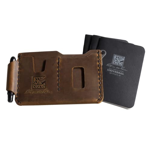 Rite in the Rain Das SHERPA Notizbuch-Set aus echtem Leder, 17,5 x 9,5 cm, enthält einen EDC Pocket Pen und ein 3er-Pack geheftete Notizbücher (Nr. H771-KIT) Cover