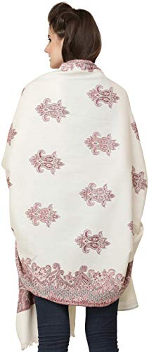 Jamawar Shawl with Woven Border and Paisleys All-Over4