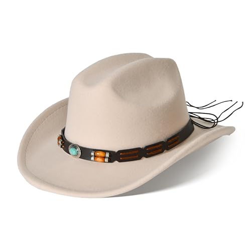 Image of Willheoy Kids Cowboy Hat for Girls Boys Western Cowgirl Hat with Buckle Belt Unisex Wide Brim Fedora Hat Dress Up Costume