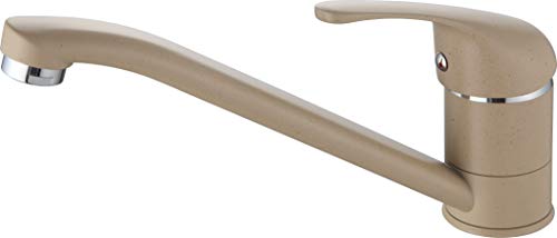 Xcel Home Quality Modern Beige Kitchen Sink Tap with Hoses Standard Fittings | Single Levers | Solid Brass | Round Mixer Monobloc Luxury Faucet | 1 pc